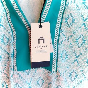 CABANA LIFE | S | Crystal Lagoon Embroidered Tunic Dress 3/4 Sleeve V-Neck NWT